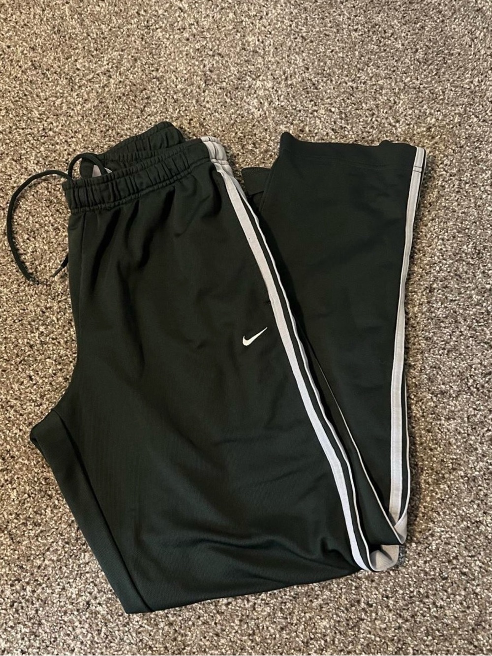 Nike Green Track Joggers with Grey Side Stripes